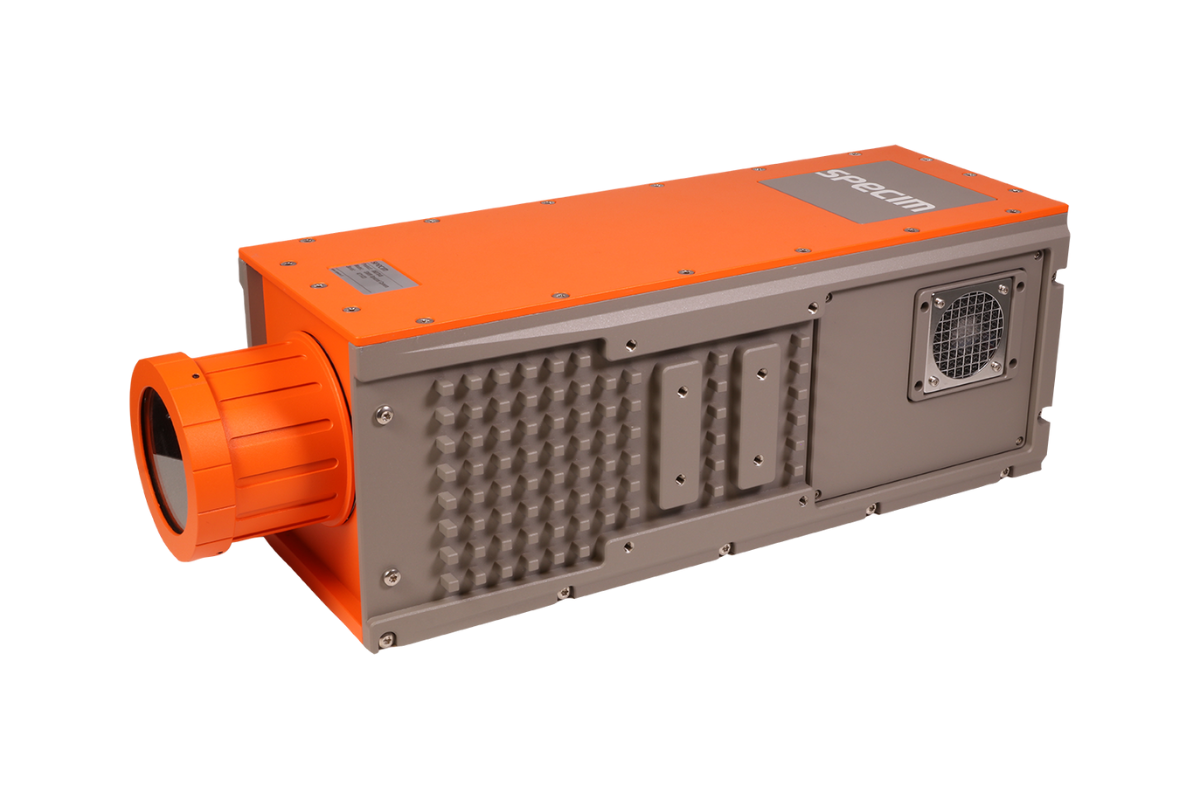 Specim SWIR hyperspectral camera with mounted objective lens side view