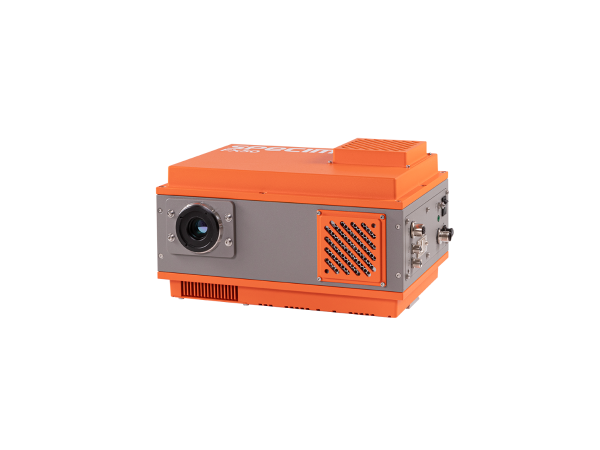 Specim FX50 MWIR hyperspectral camera front view with no objective lens