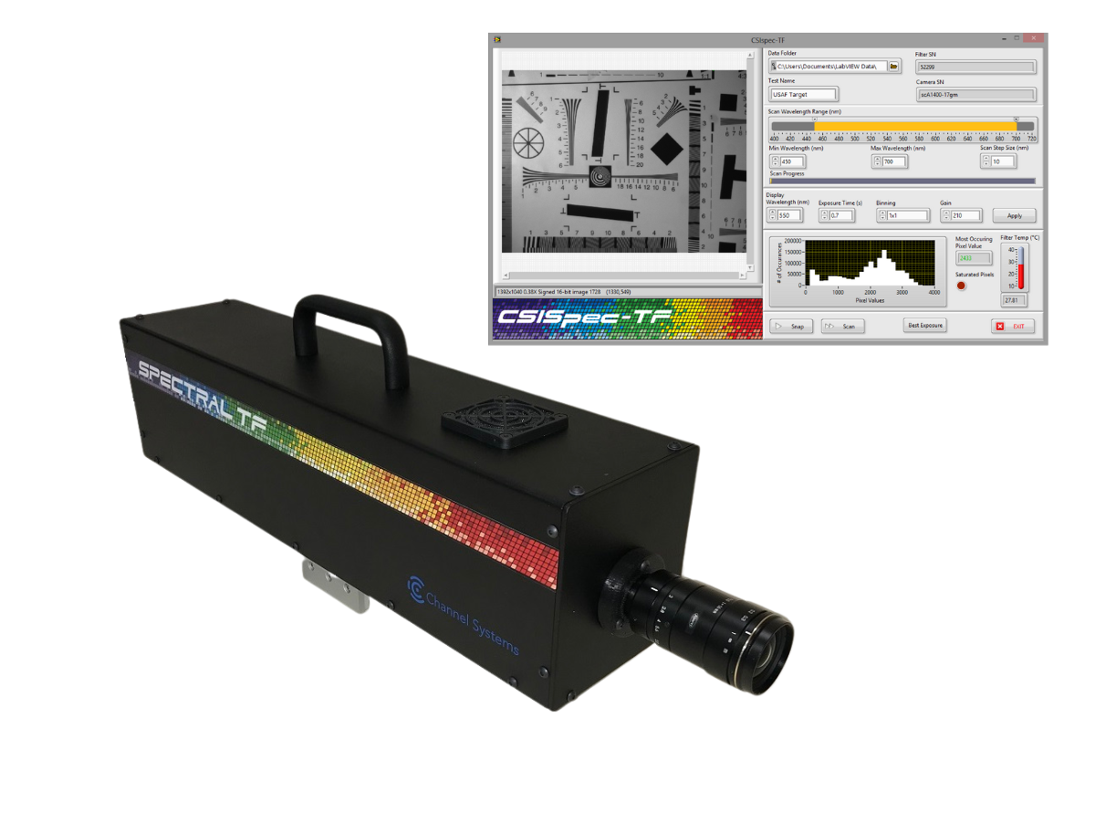 Spectral TF custom built tunable filter system with image of custom software user interface