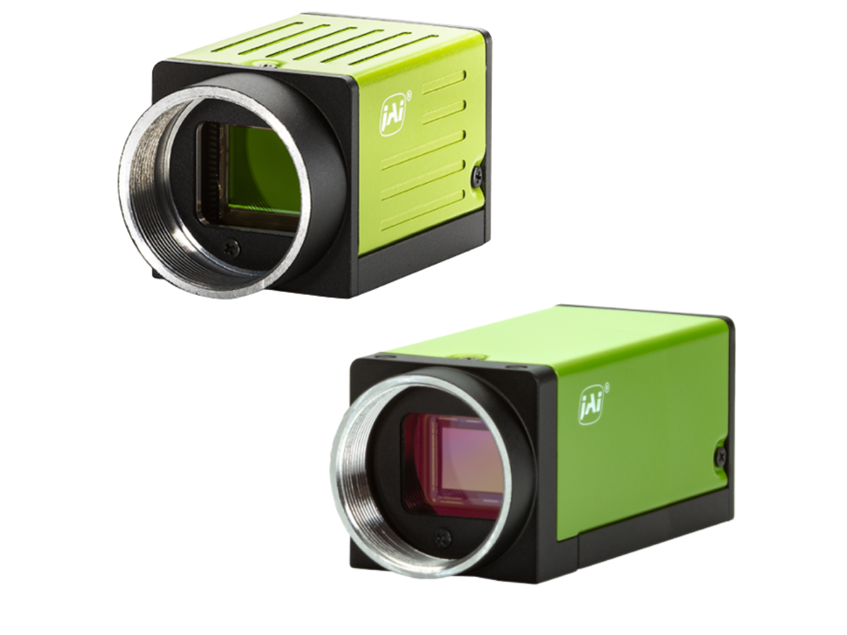 Two JAI go series UV extended cameras side view with no objective lenses