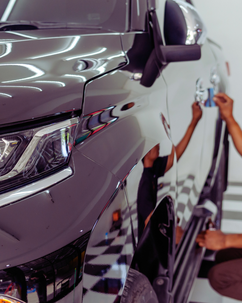 Close-up on car coating and paint